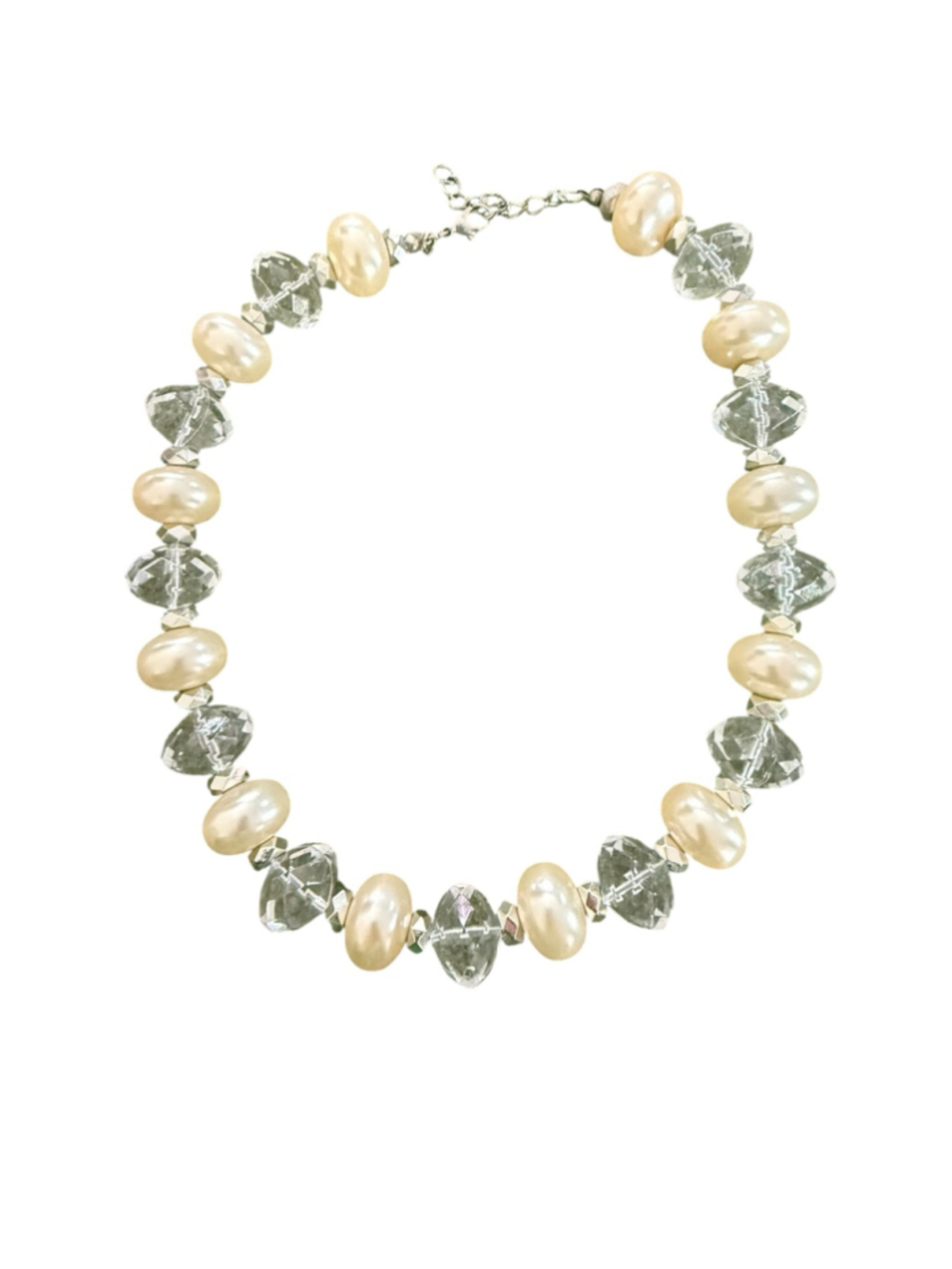 Premier Designs Pearl & Crystal Beaded Necklace One Size White Clear